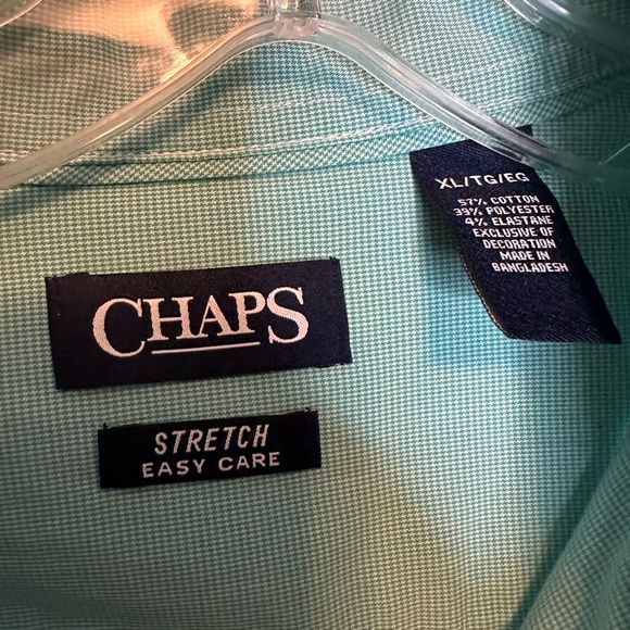 Chaps Ralph Lauren Men’s Button Down Stretch Easy Care Dress Shirt Size XL Green - Picture 4 of 6